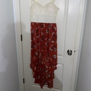 Lace top high-low dress